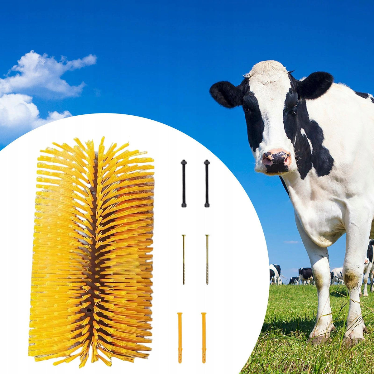 Livestock Scratching Brush Lightweight for Shedding with Screw Kit yellow