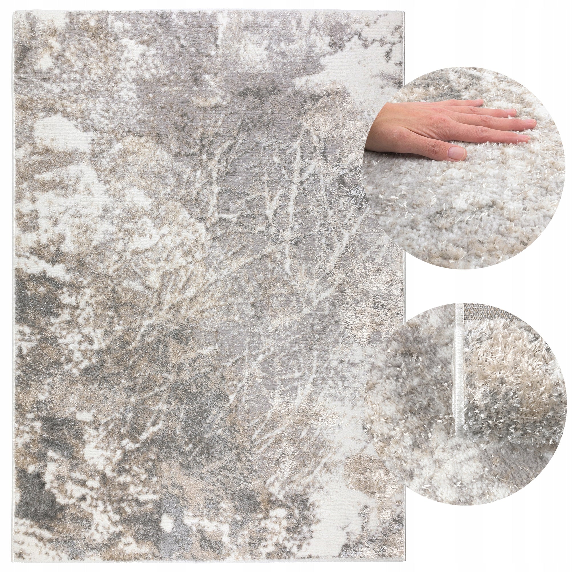 Living Room Rug 120x170cm Glamour Soft Modern Marble Grey Beige Marble