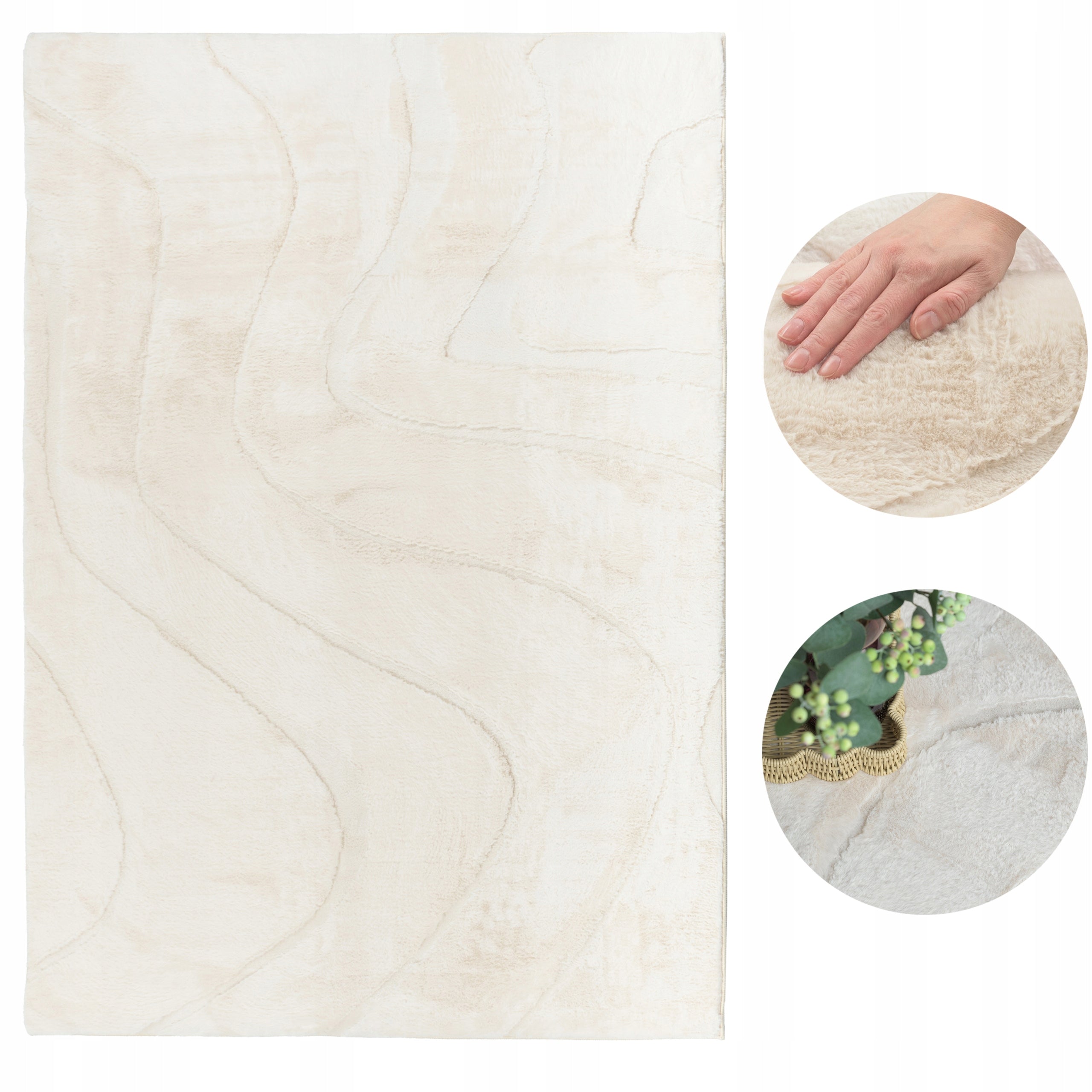 Living Room Rug 120x170cm Soft Modern Rabbit Plush Fashionable Fluffy Packaging status original