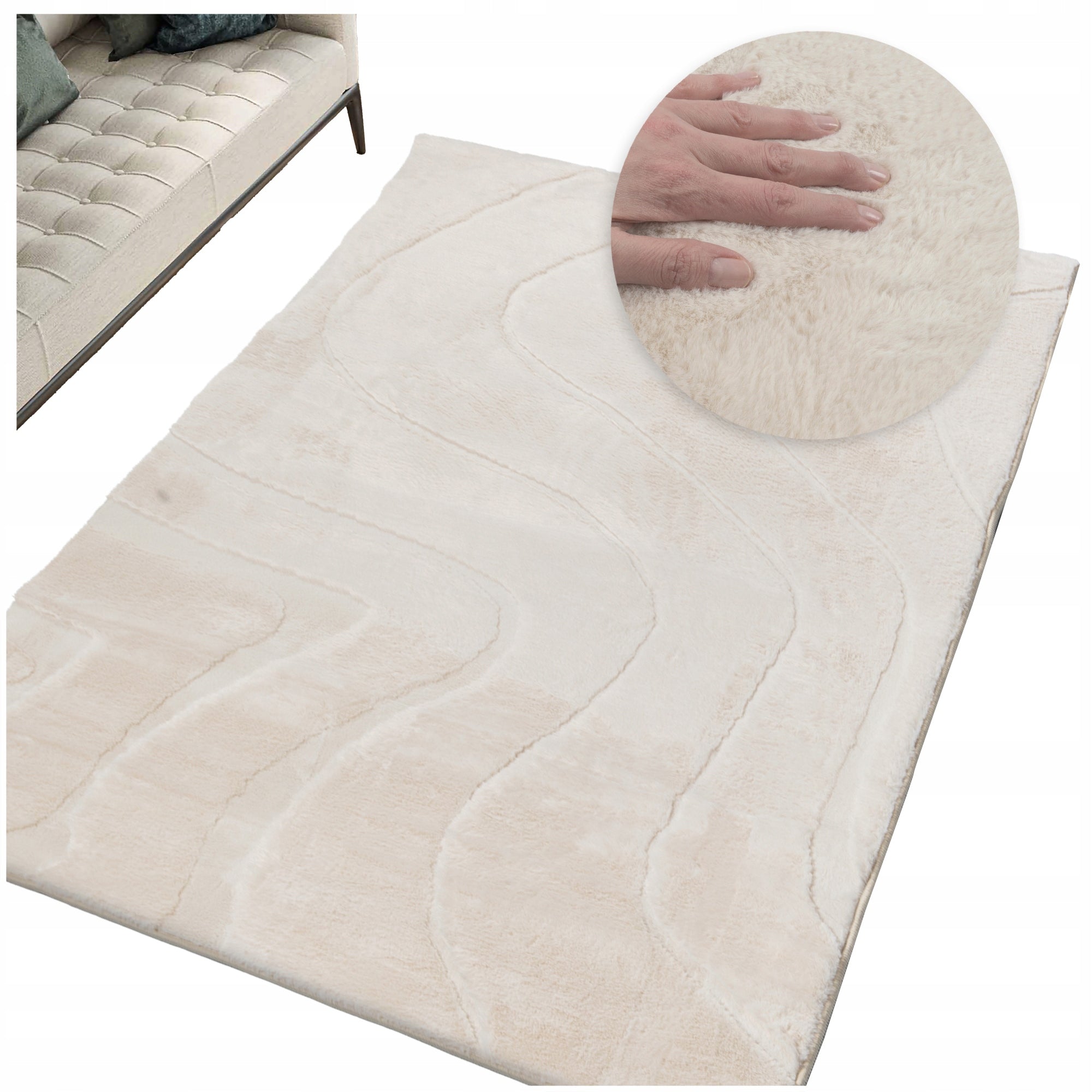 Living Room Rug 120x170cm Soft Modern Rabbit Plush Fashionable Fluffy