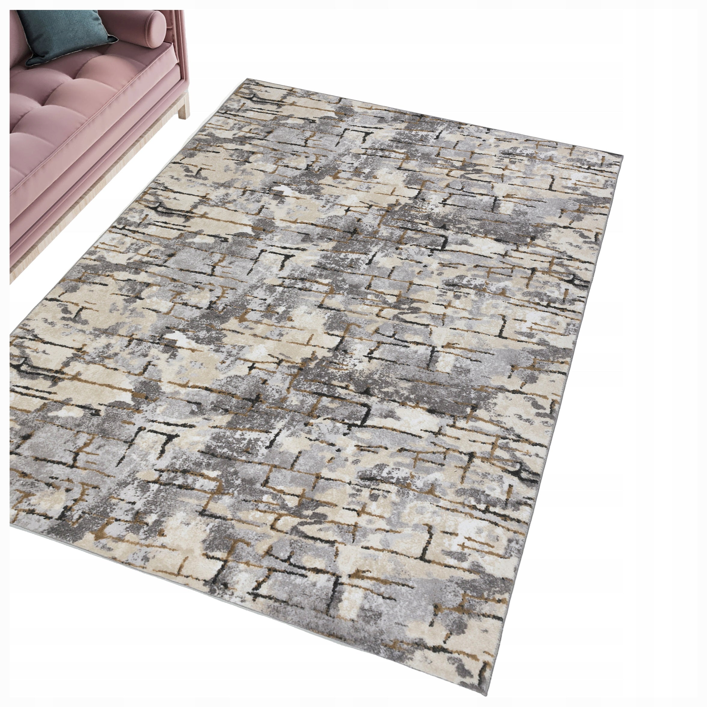 Living Room Rug 160x220cm Modern Fashionable Anti-Slip Washable Beige