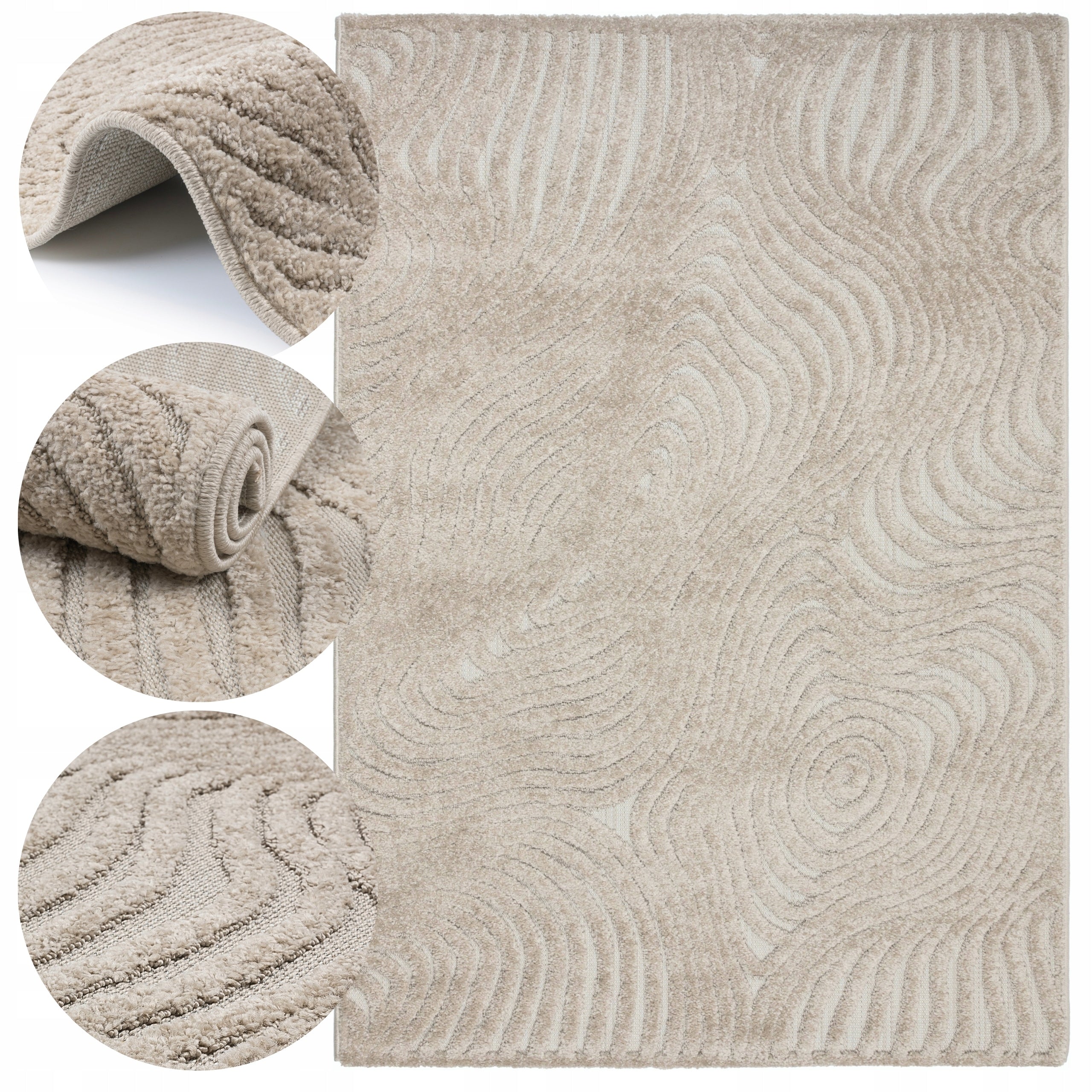 Living Room Rug 160x230 Modern Large Boho Duplex 3D Fashionable Solid