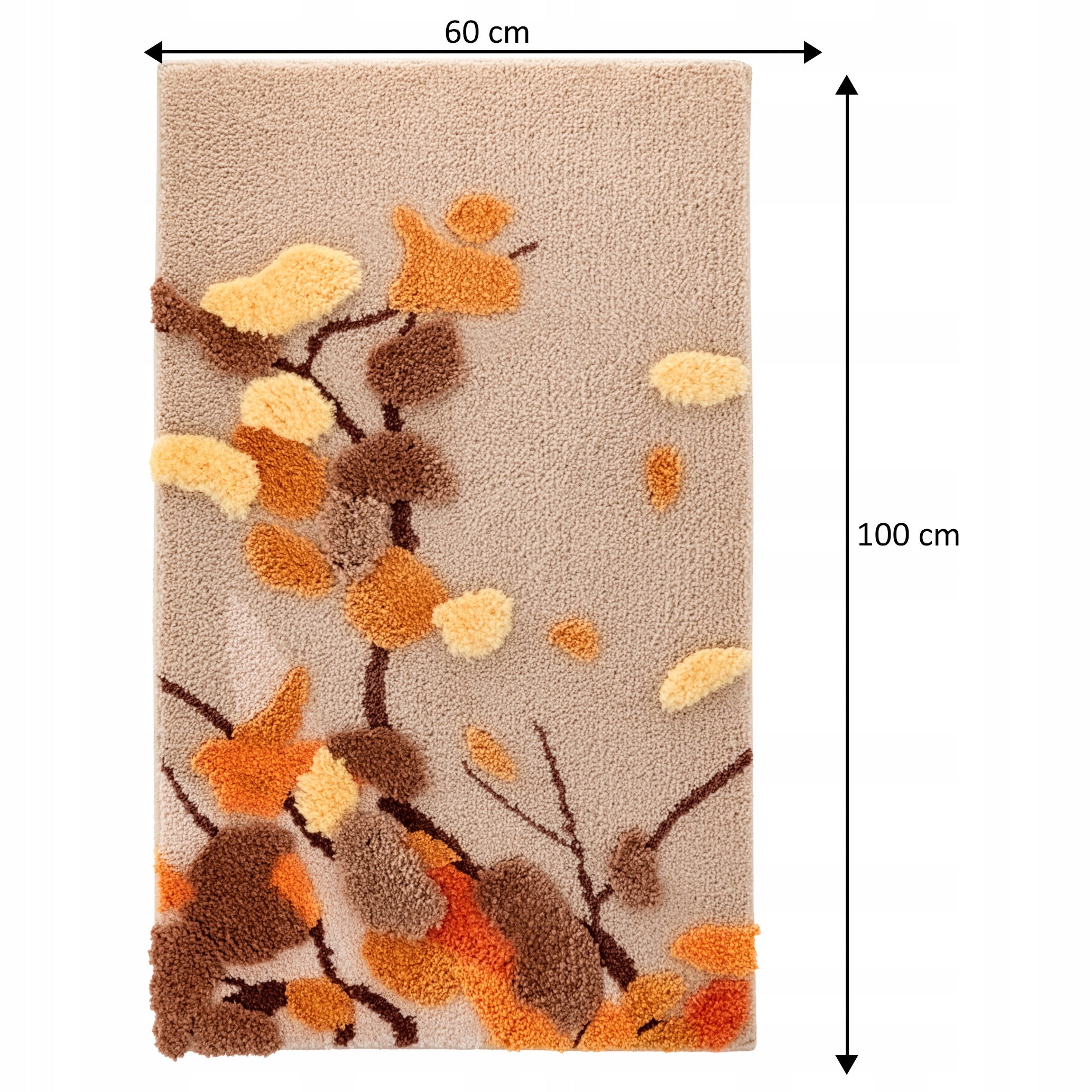 Living Room Rug Beige Shaggy 60x100cm Decorative Pattern 3D Soft Nice Decorative Length 100 cm