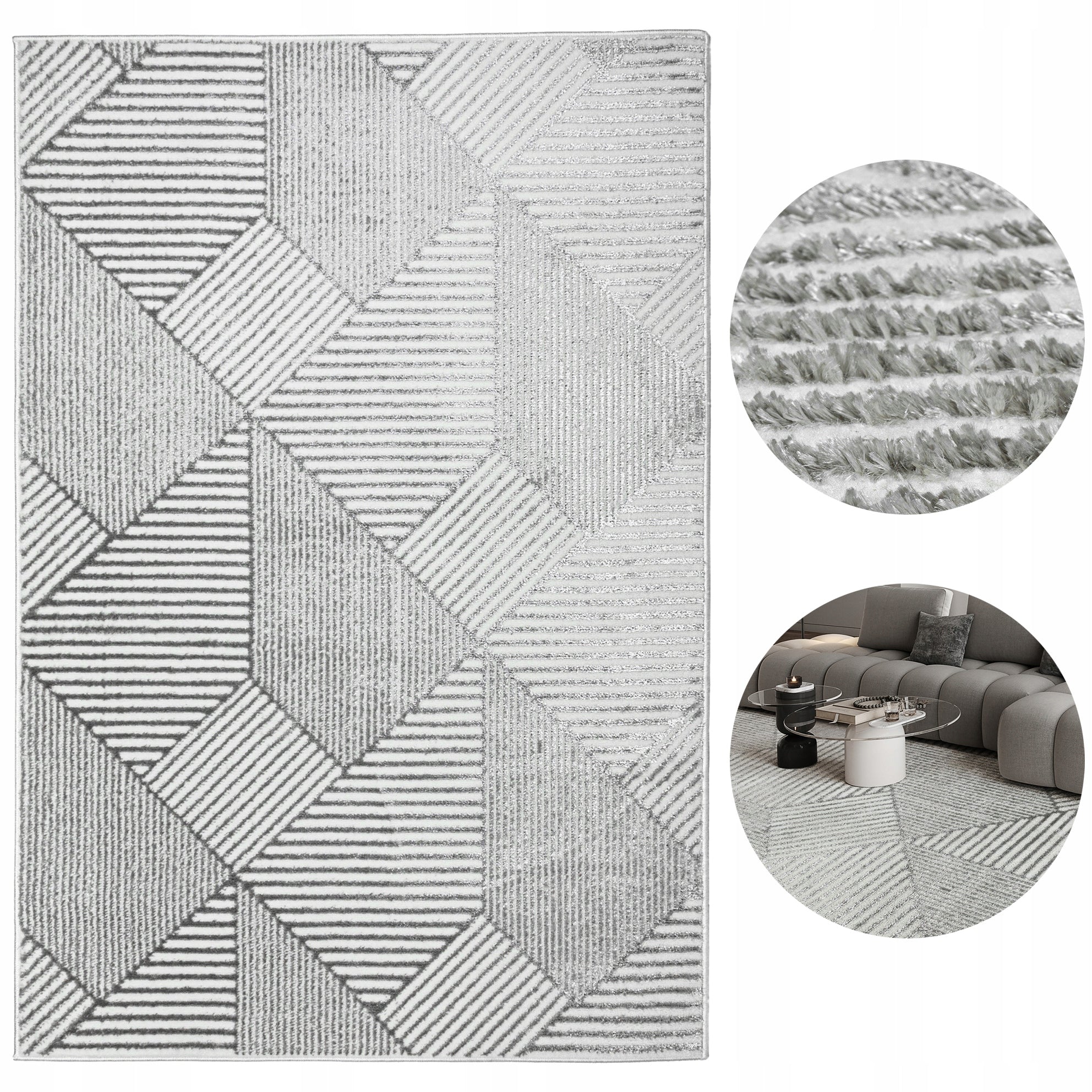 Living Room Rug Modern 120x170cm Grey Glamour Soft Fashionable Glossy EAN (GTIN) 5904024201786