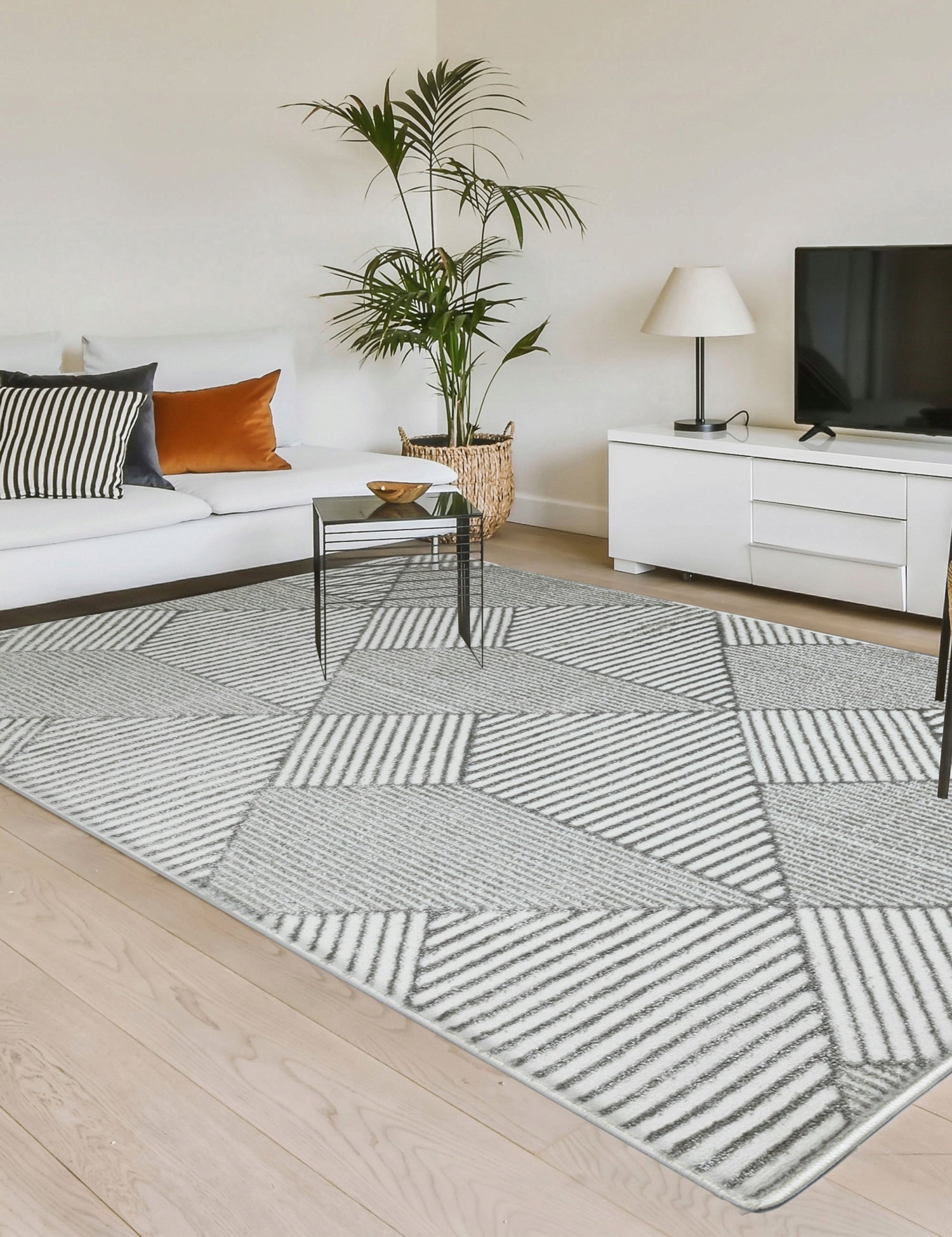 Living Room Rug Modern 120x170cm Grey Glamour Soft Fashionable Glossy Length 170 cm