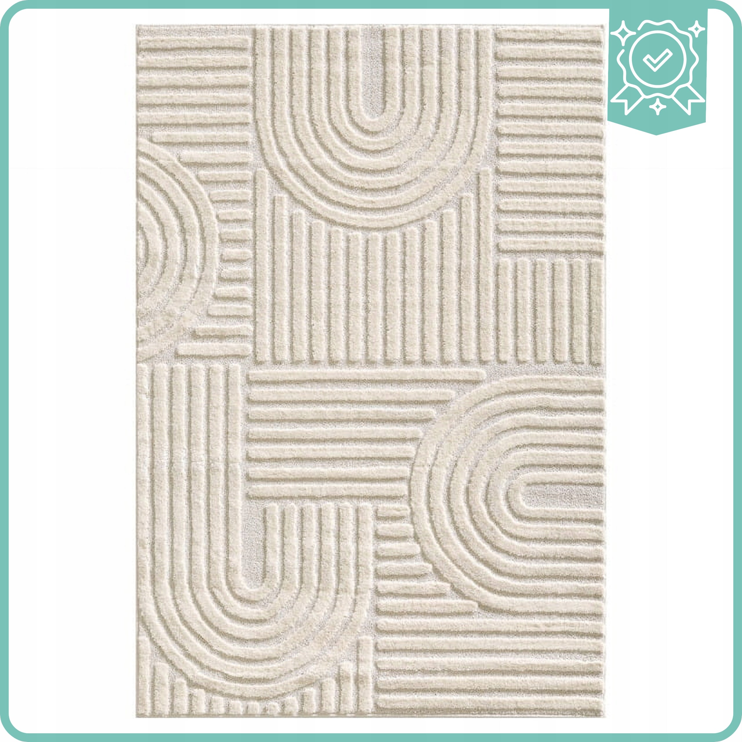 Living Room Rug Rectangular 120x170cm Modern Geometry 3D Cream Certificate Packaging status original