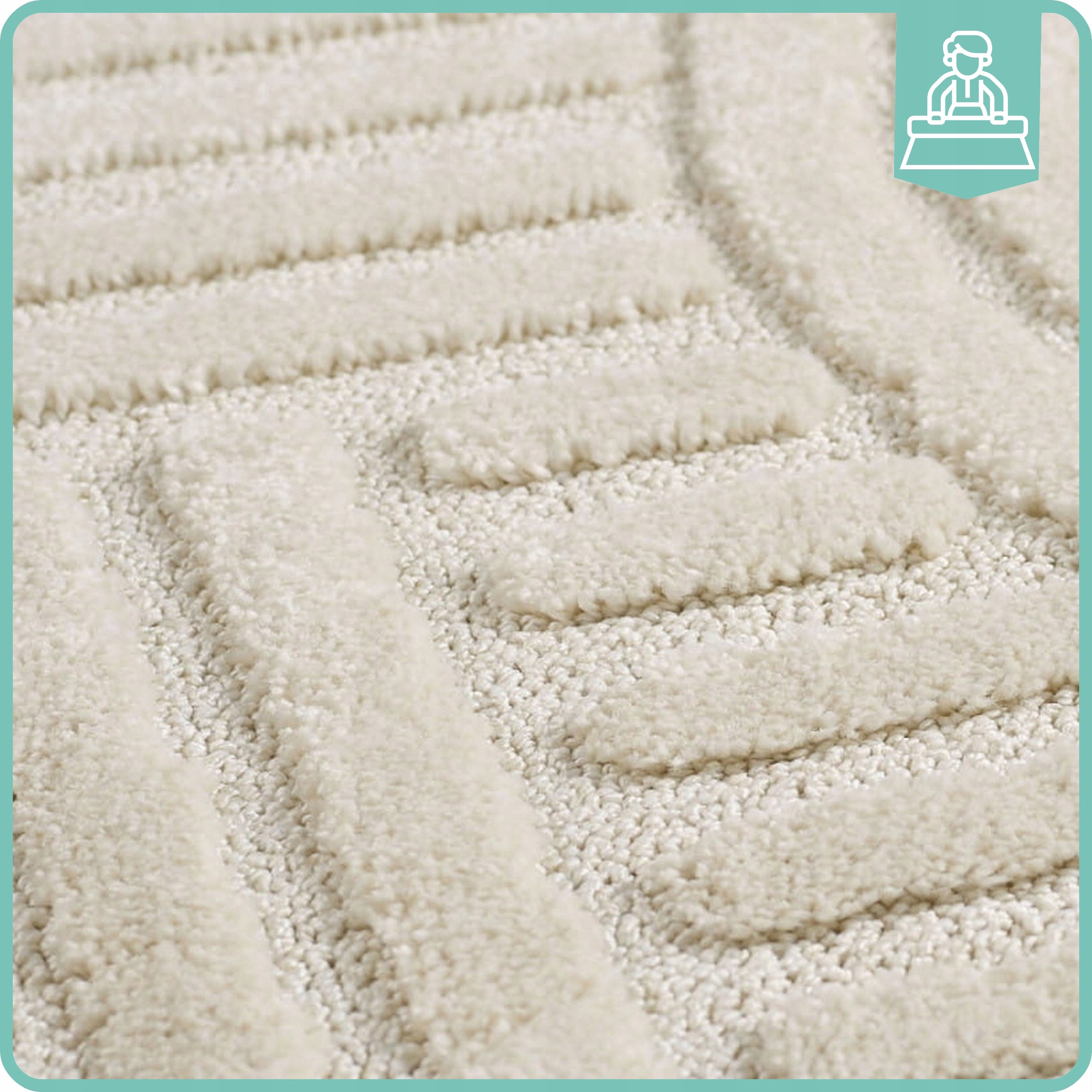 Living Room Rug Round 120x120cm Modern Geometry 3D Cream Certificate Product width 120 cm