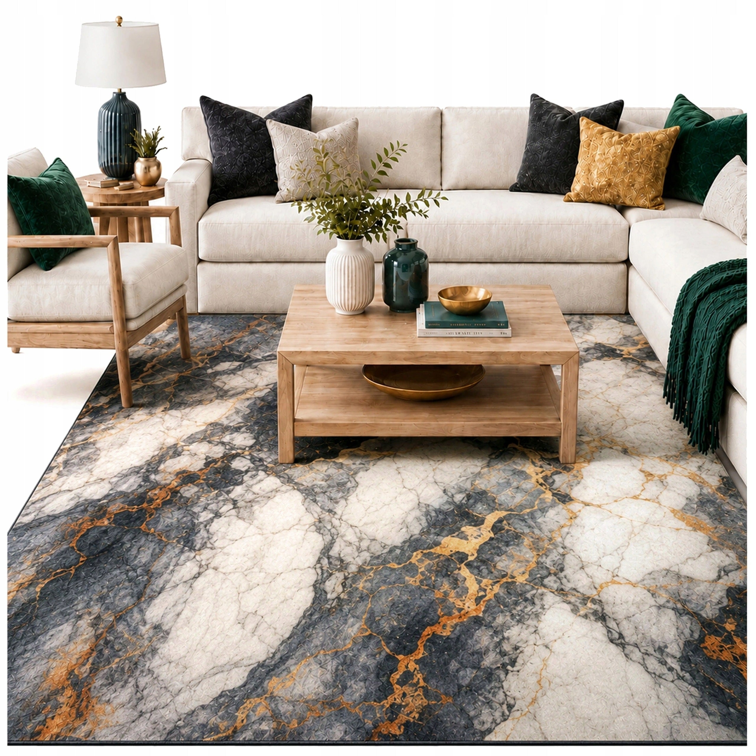 Living room rug 120x160 modern NOVO Marble non-slip soft