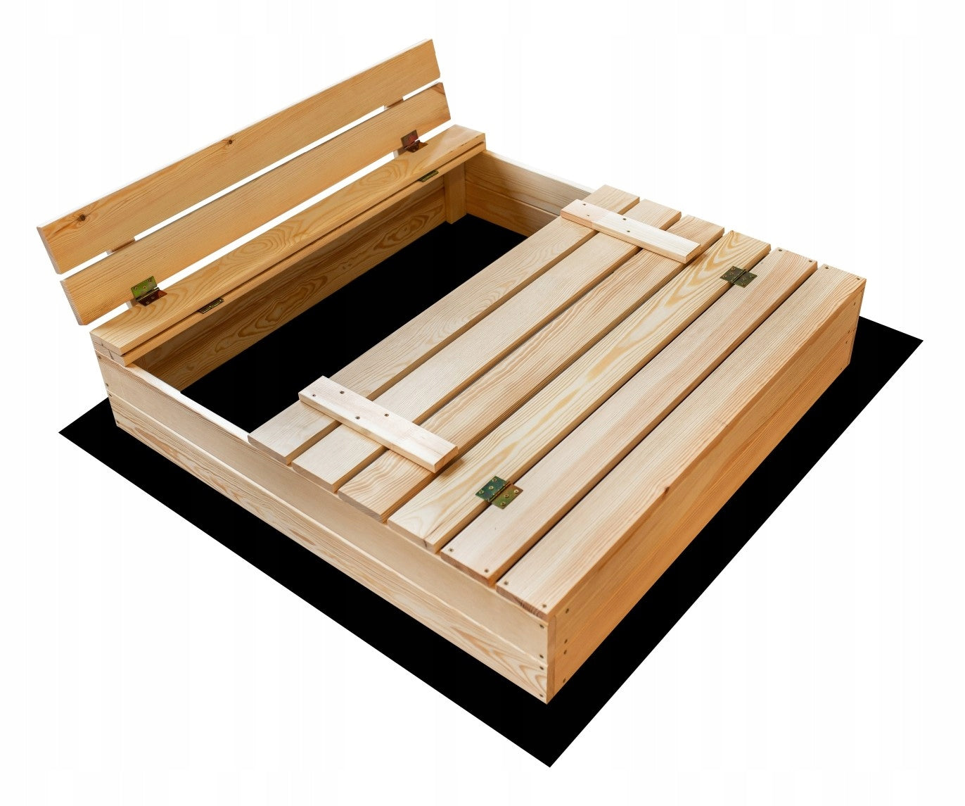 Lockable Wooden Sandbox with Benches 100 cm Color yellow