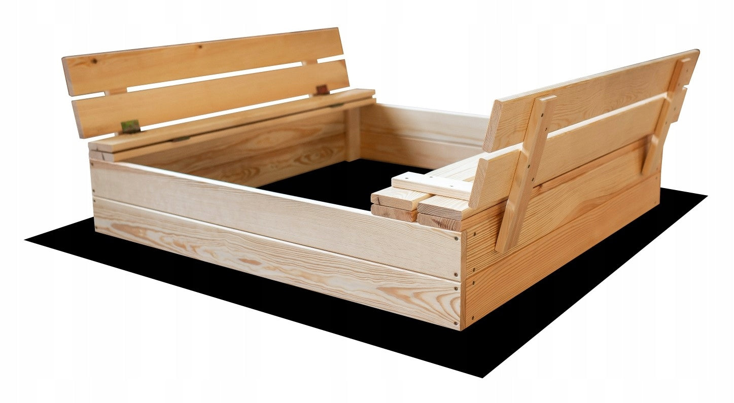 Lockable Wooden Sandbox with Benches 100 cm Kind wooden