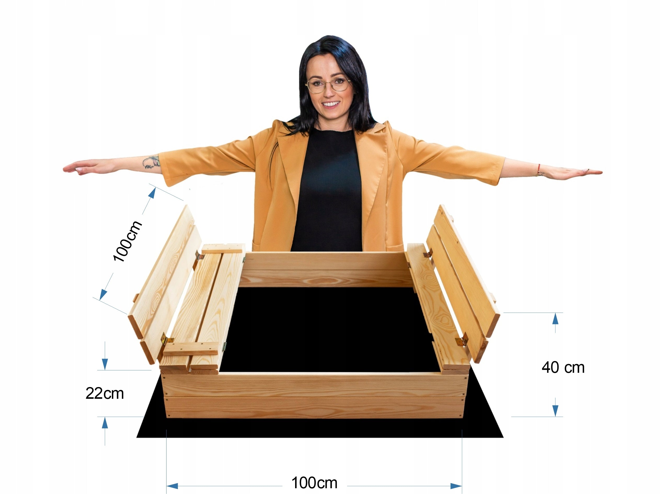 Lockable Wooden Sandbox with Benches 100 cm Manufacturer code 5904204927215