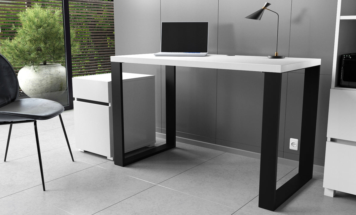 Loft desk loft style loft 120 white mat metal legs thick top Brand Fargo