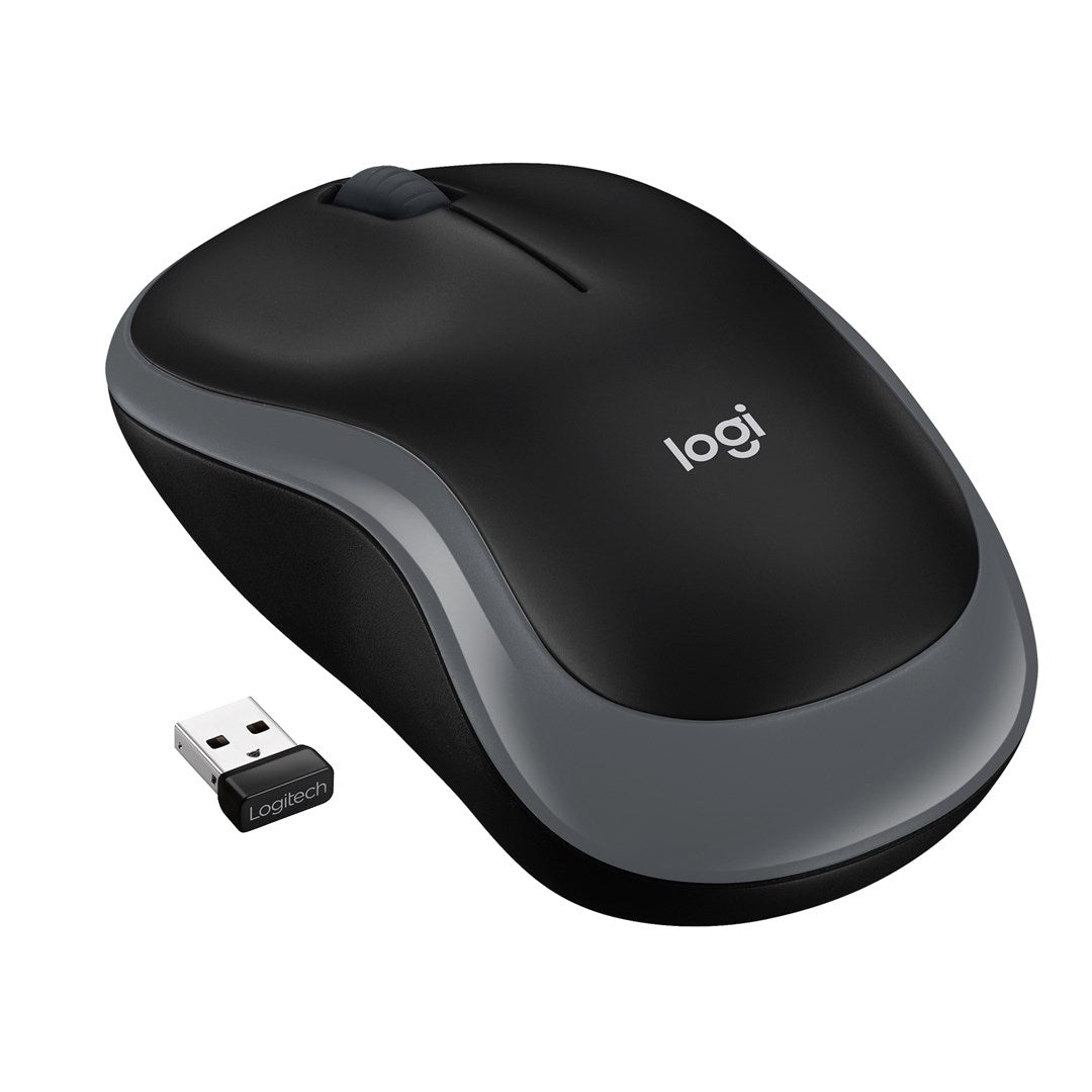 Logitech M185 grey, cordless mouse with battery, grey, black 910-002235