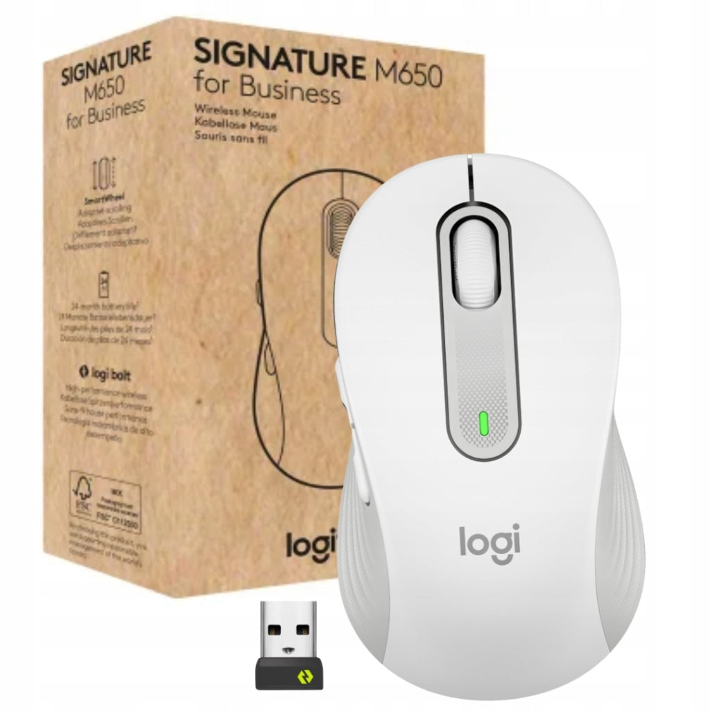 Logitech Signature M650 for Business Mouse - 2.4 GHz / Bluetooth Size M