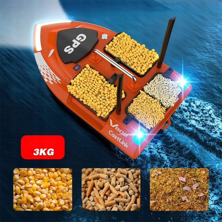 Lokeevan V802 Pro Bait boat GPS 4 tanks 160 points 500m orange +HandBag Maximum load 3000 g
