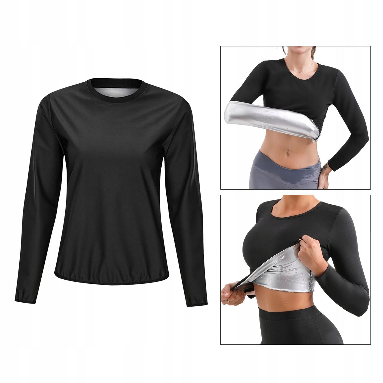 Long Sleeve Women Sauna Suit Body Shaper Burning Waist Trainer XL Black Color other