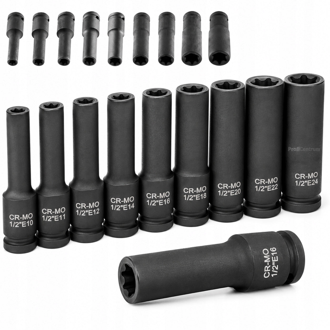 Long socket wrenches E10-E24 impact 1/2" external profile TORX E 9el