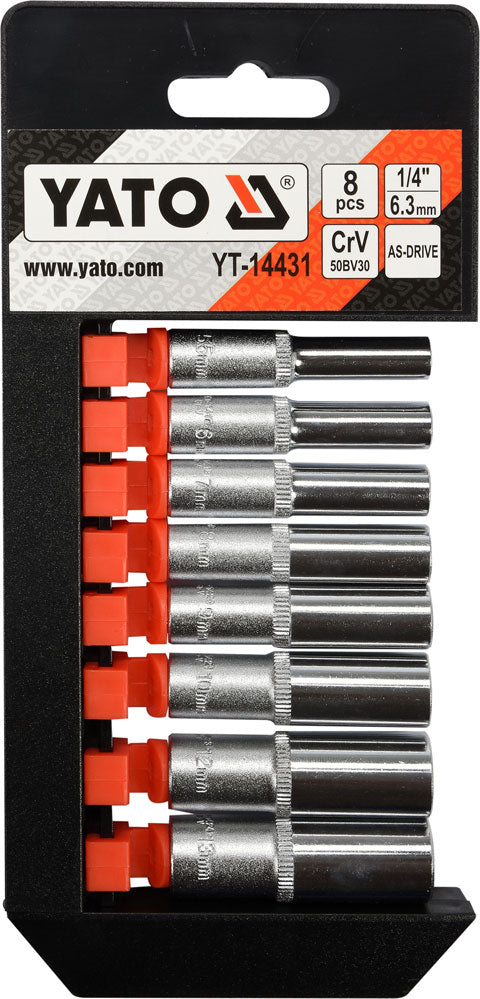 Long sockets 1/4" 5,5-13 mm set of 8 Brand Yato