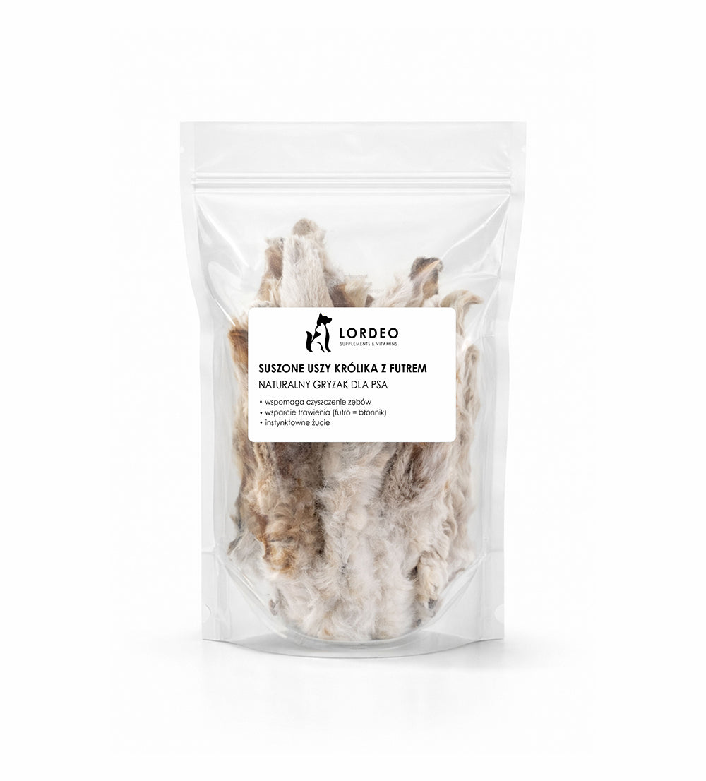 Lordeo Premium Dried Rabbit Ears with Fur 170 g Hand-Selected