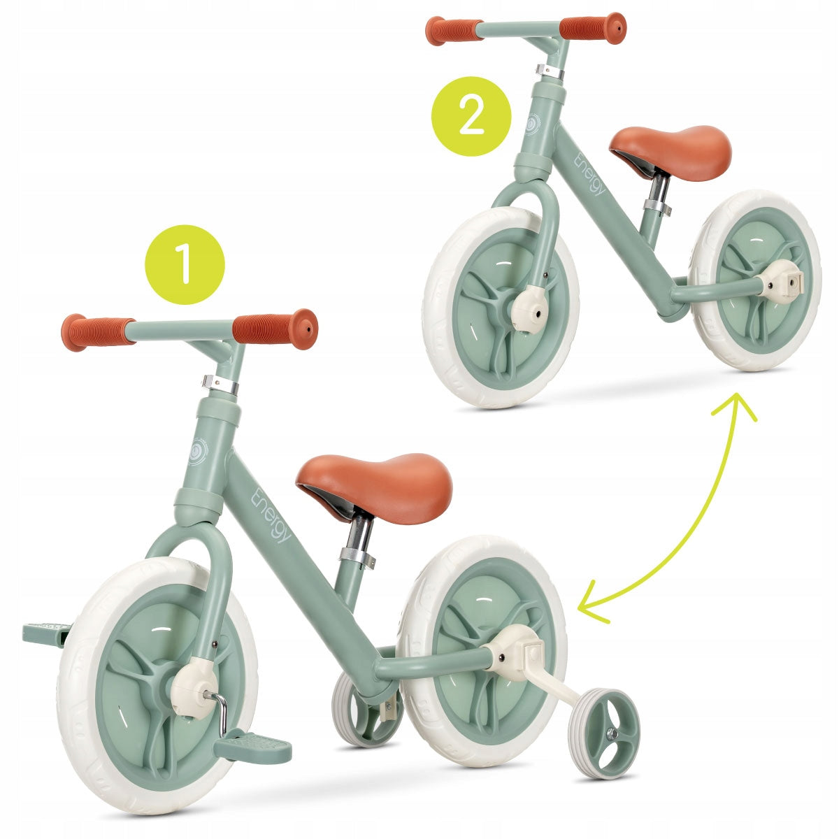 Lorelli Balance Bike 2in1 Pedals Mounted Side Wheels Energy Green Brand Lorelli