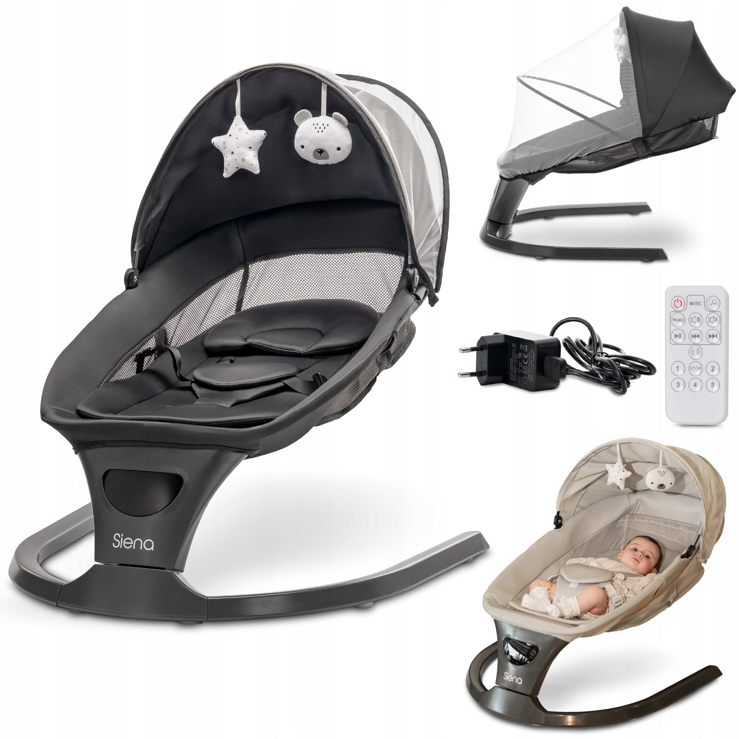 Lorelli Electric Rocker Lounger For Bluetooth Remote Control SIENA Graphite