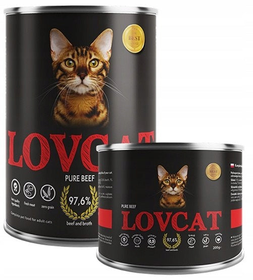 Lovcat Pure Beef can 200g Packaging status original