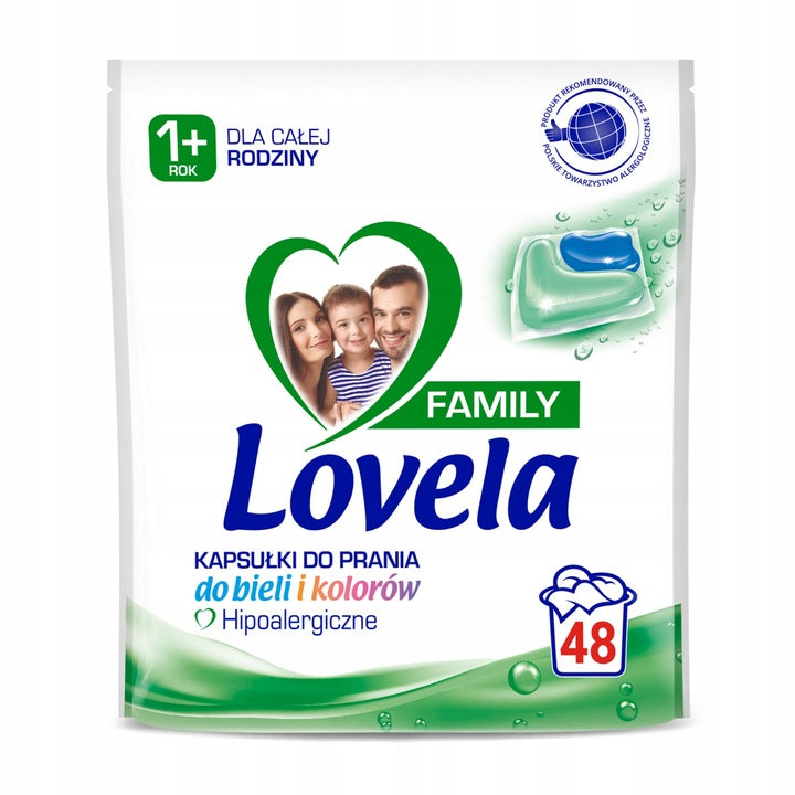 Lovela Family WASHING CAPSULES Color White Universal For Allergy Suffers 48pcs