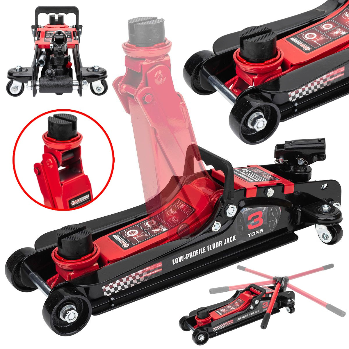 Low Profile Car Frog Lift 3T 85-380mm Hydraulic Point