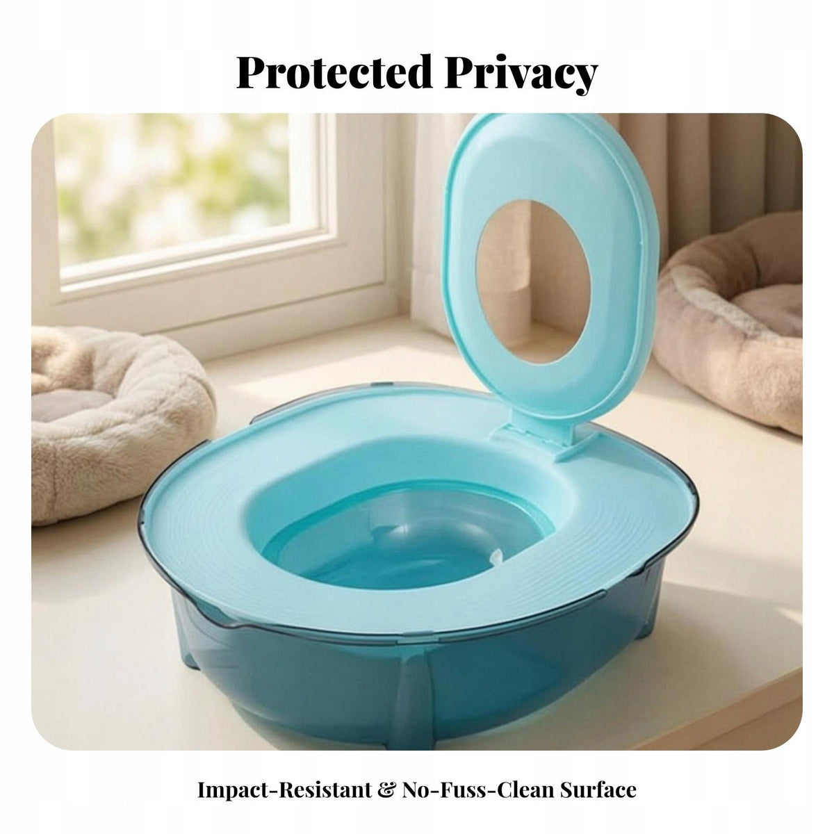 Low Profile Feline Litter Tray | Space Saving Compact Size, Semi Blue Packaging status original