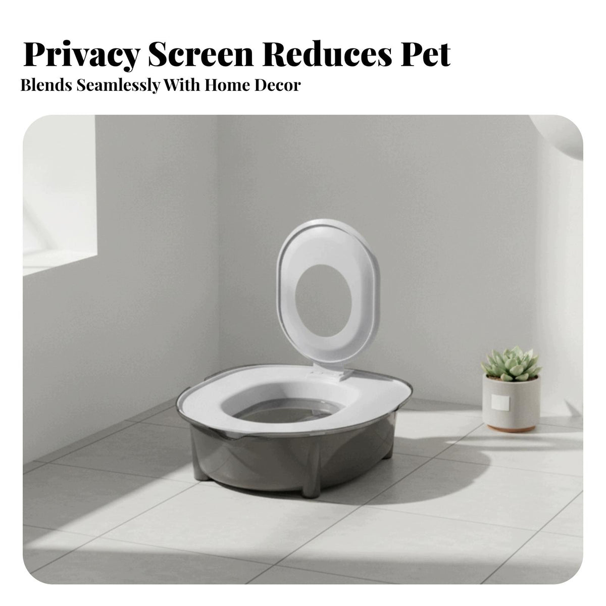 Low Profile Feline Litter Tray | Space Saving Compact Size, Semi Gray Packaging status original