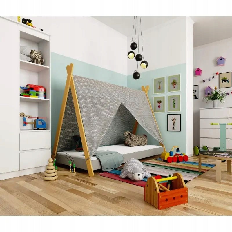 Vaikiška lova su čiužiniu NORE Gem, 160x80, pilka