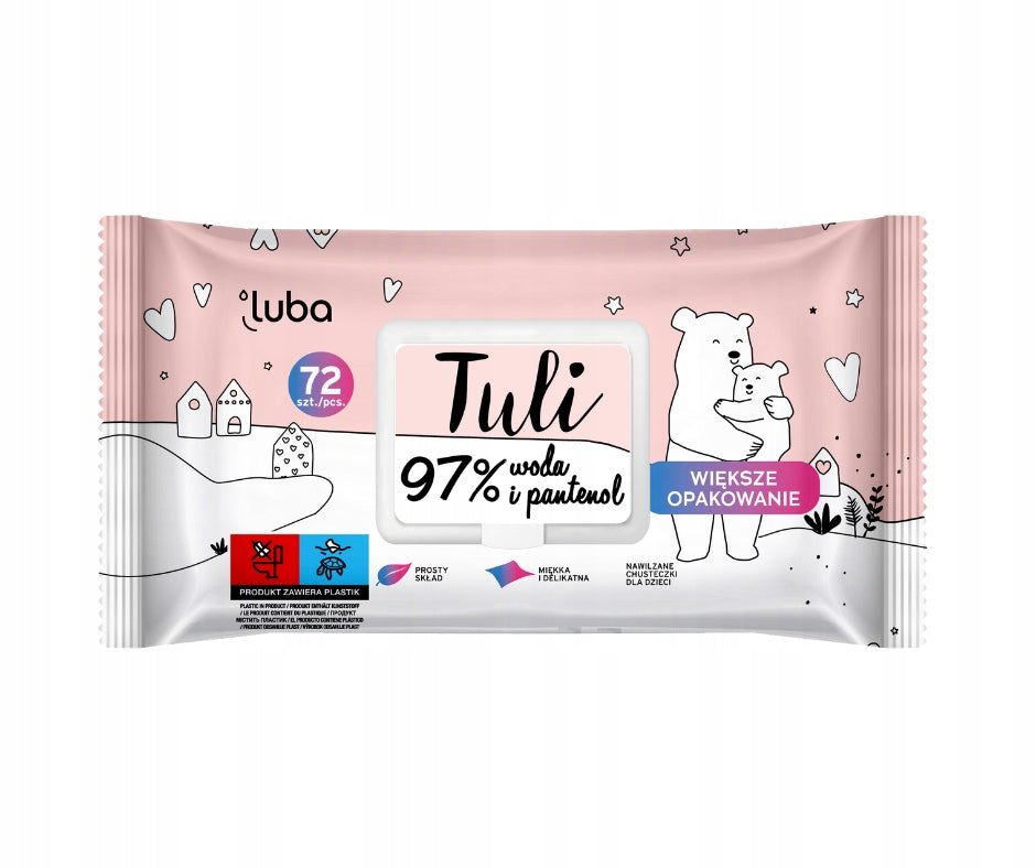 Luba Tuli 97% water and panthenol, wet wipes for children, 12x72 pcs. EAN (GTIN) 15903968222076