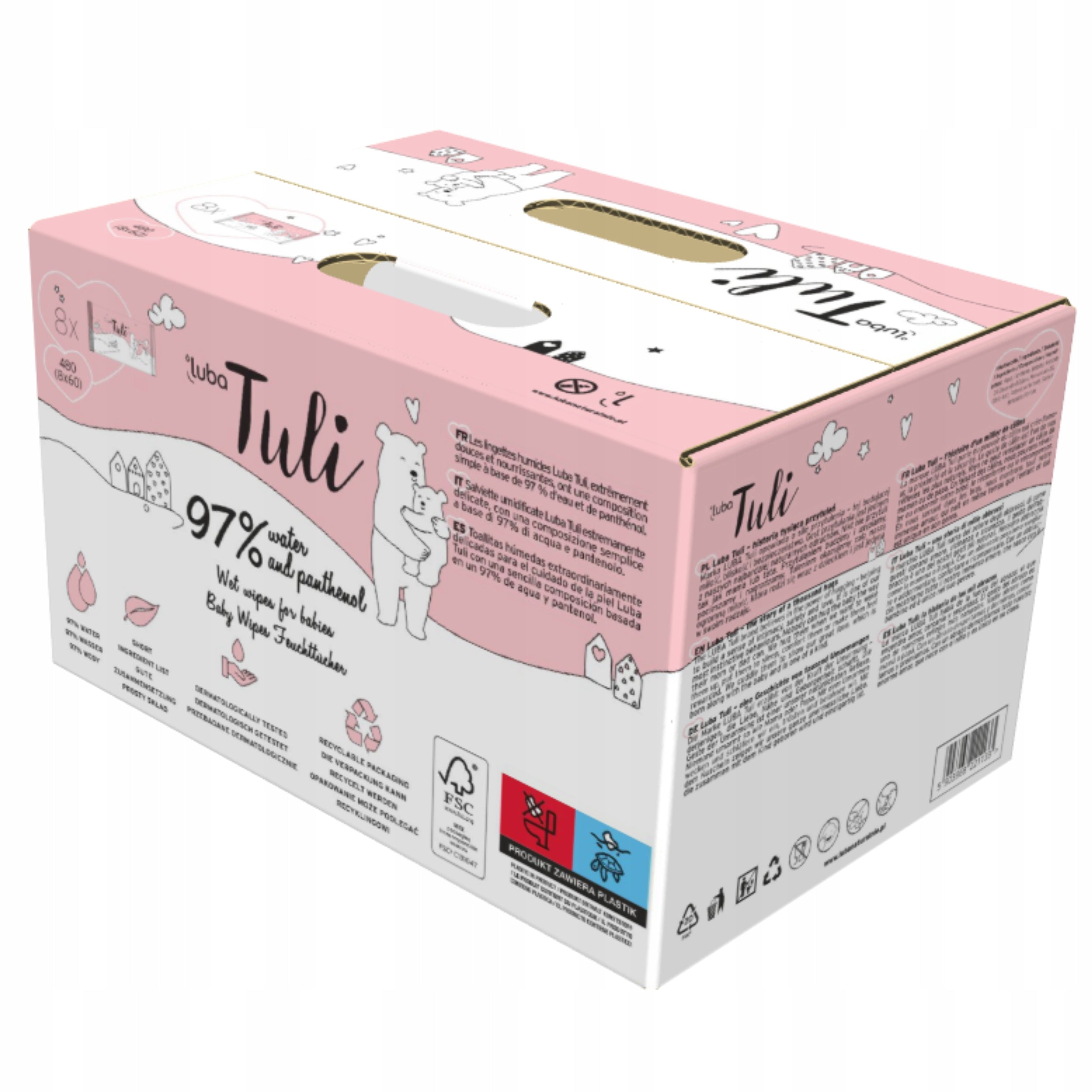 Luba Tuli Water Wipes 97% Water Panthenol 8x60pcs