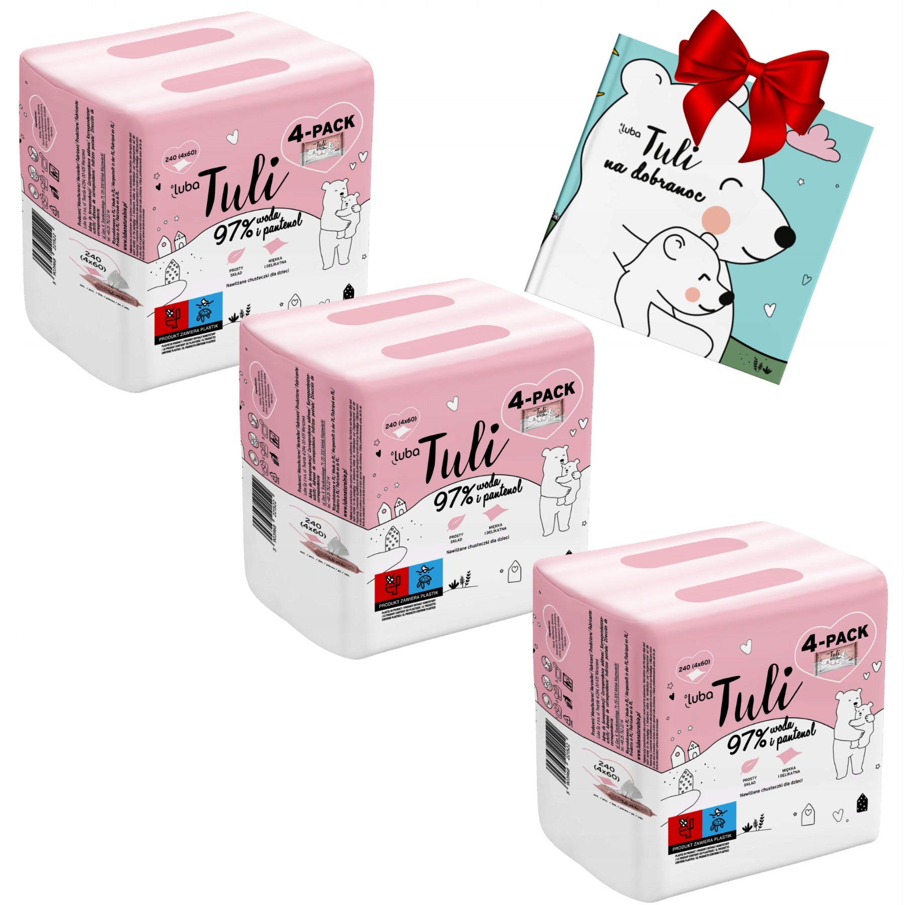 Luba Tulsa wipes PANTENOL 3x4-PACK 97% water + BOOK FREEBIE