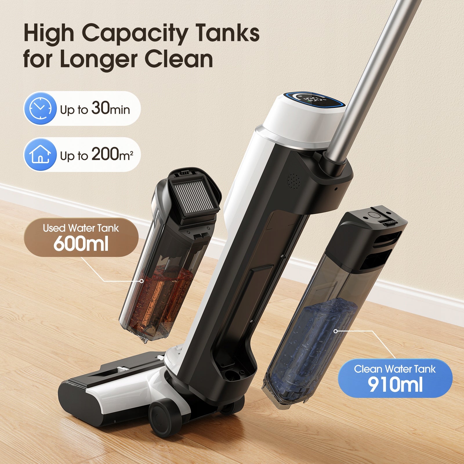 Lubluelu T8A Vertical Vacuum Cleaner Self-Cleaning Wireless Brushless Motor Dominant color white
