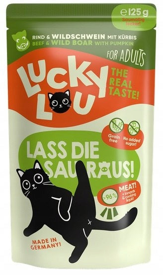 Lucky Lou Lifestage wet cat food Beef and wild boar 125g complete