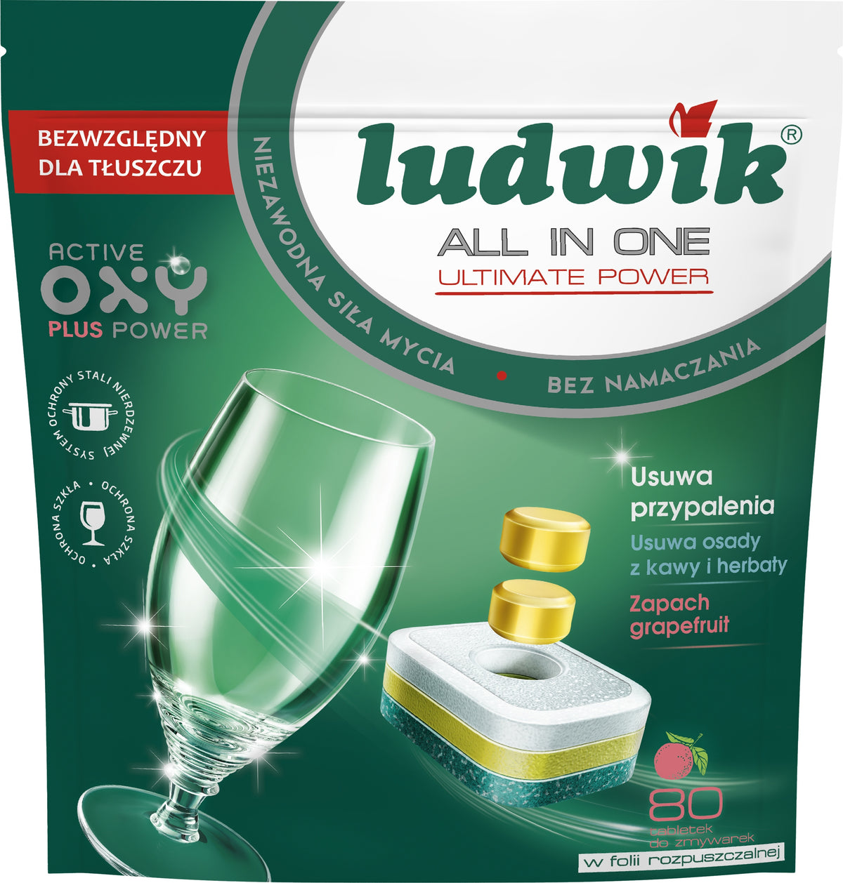 Ludwik 80 pcs. All in one grapefruit dishwasher tablets.