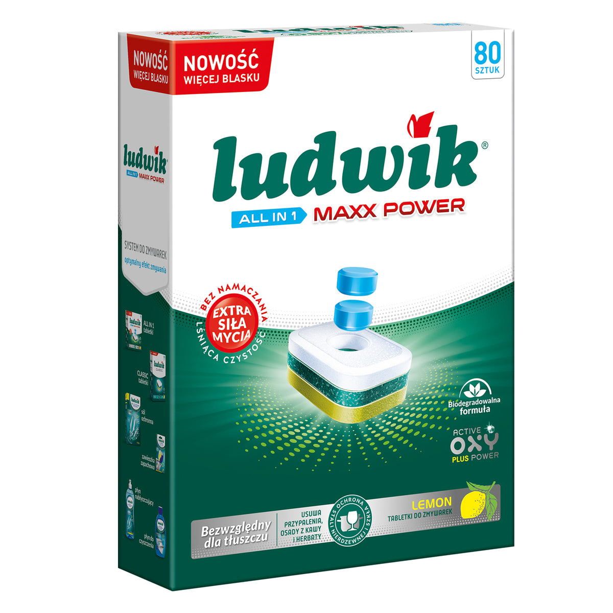 Ludwik All in One Max Power Lemon Dishwasher Tablets 80 Pack