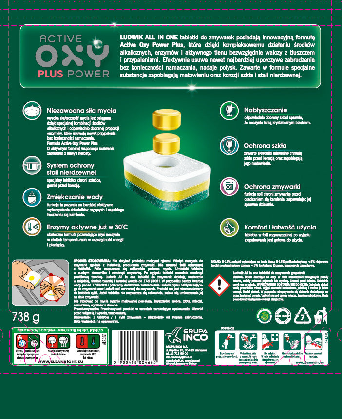Ludwik All in one dishwasher tablets GRAPEFRUIT 41 pcs. Brand Ludwik