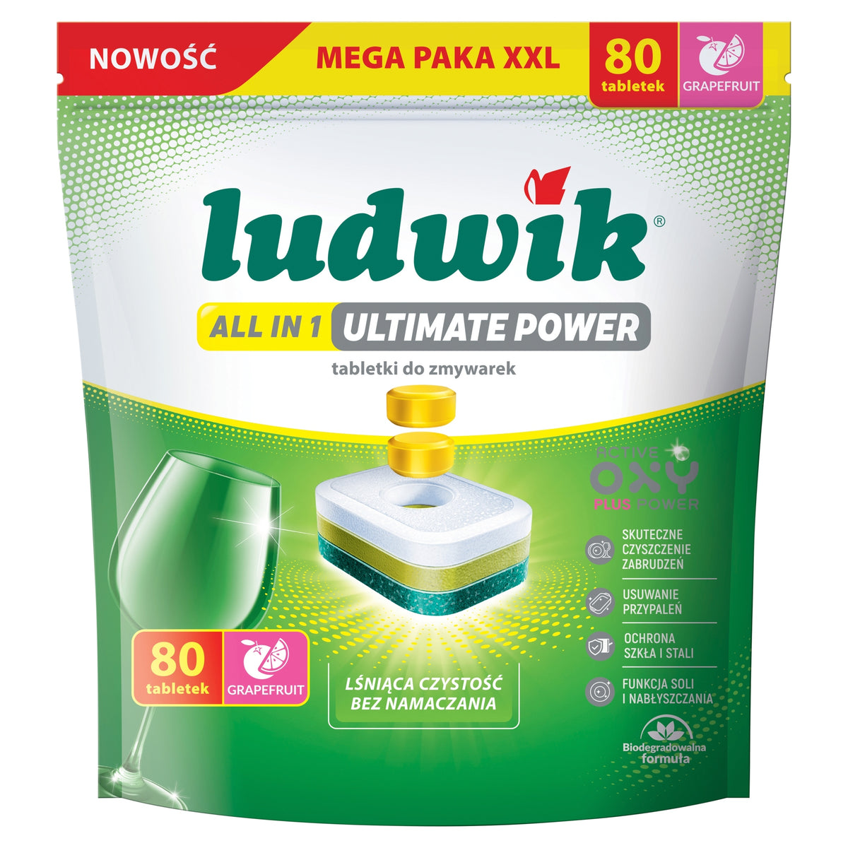 Ludwik all in 1 dishwasher tablets Ultimate Power 80 pcs grapefruit Brand Ludwik