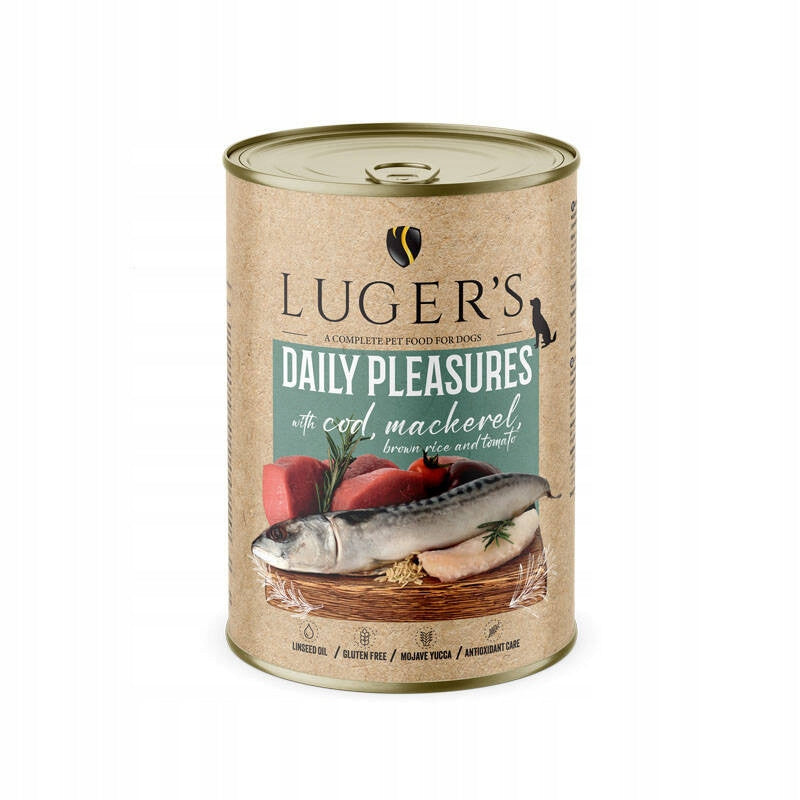 Lugers Daily Pleasures Wet Dog Food Cod Mackerel Tomato Rice 400 g