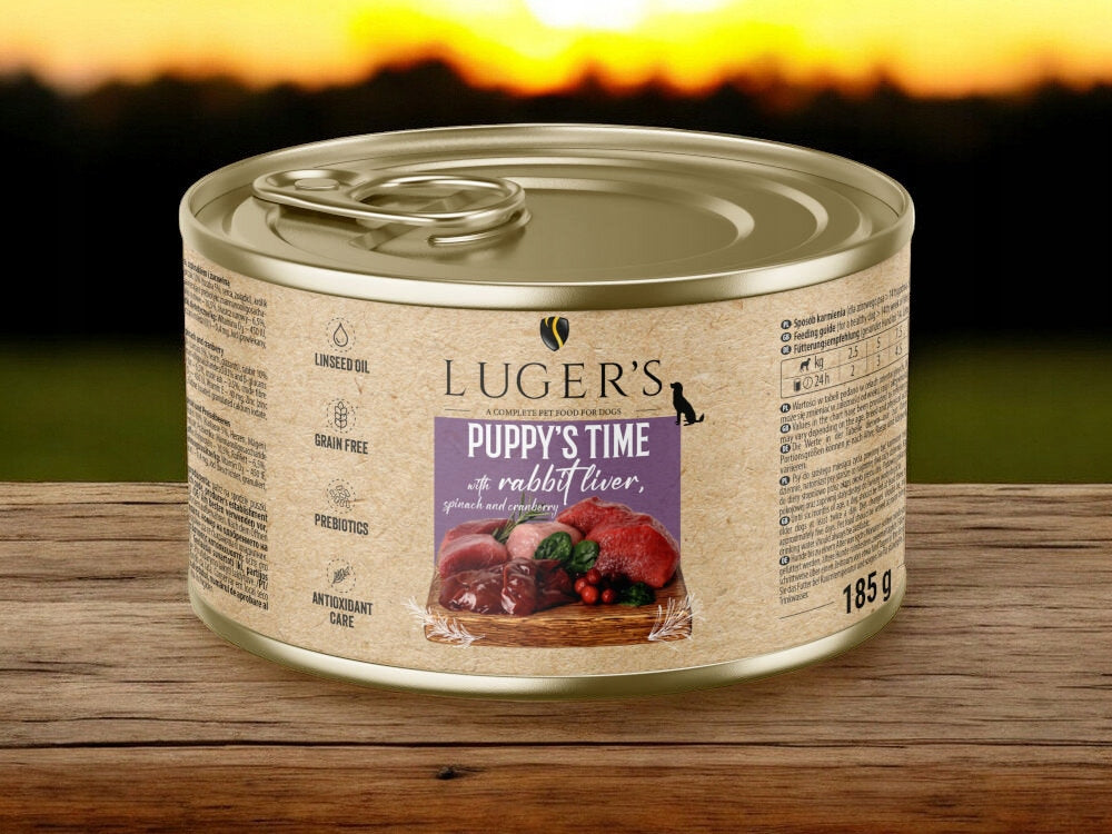 Lugers Puppys Time Wet Dog Food Rabbit Liver 185 g Brand Luger's