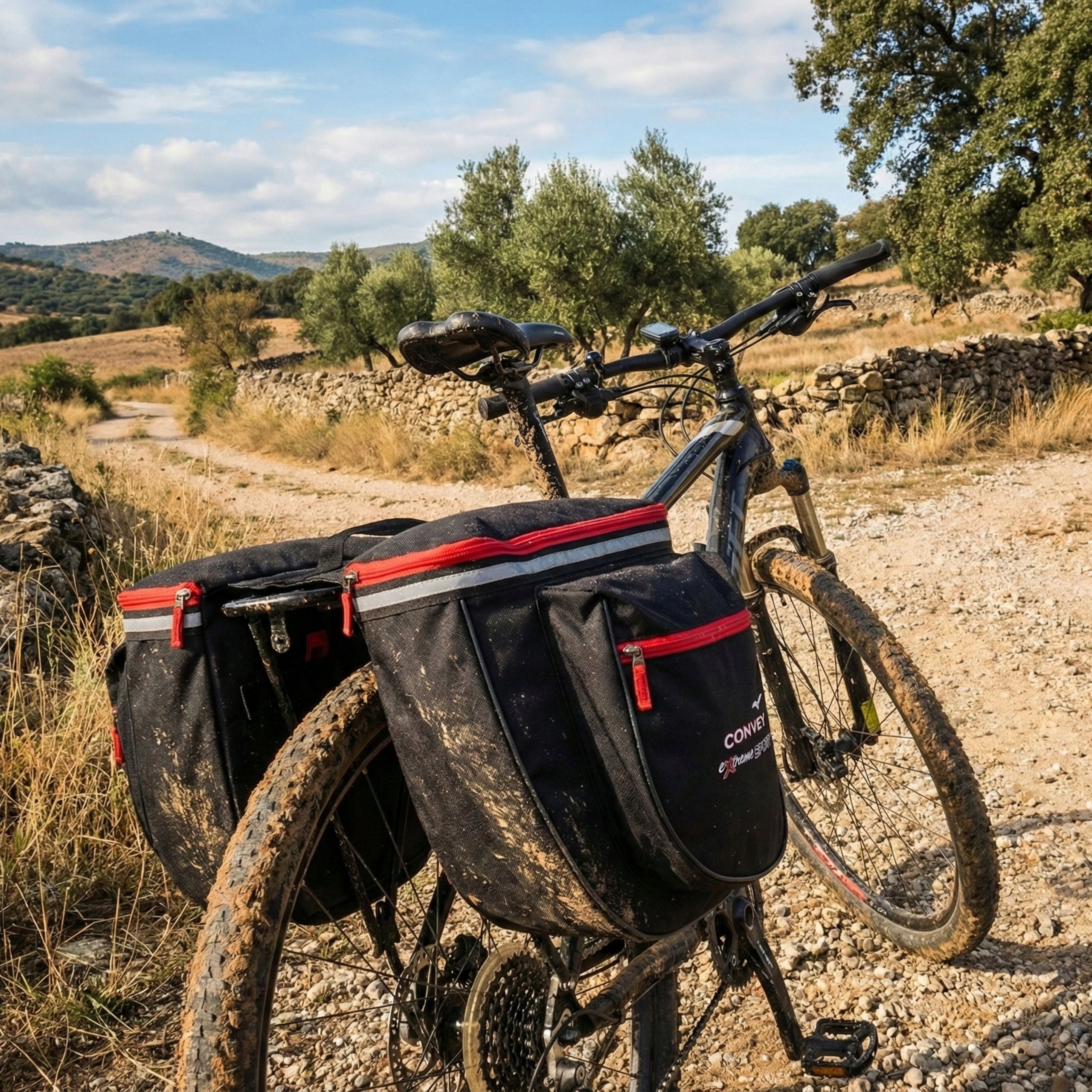 Luggage pouch two compartments Bicycle bag for luggage compartment Polish Product Manufacturer code SAKWA ROWEROWA CONVEY czar róż z