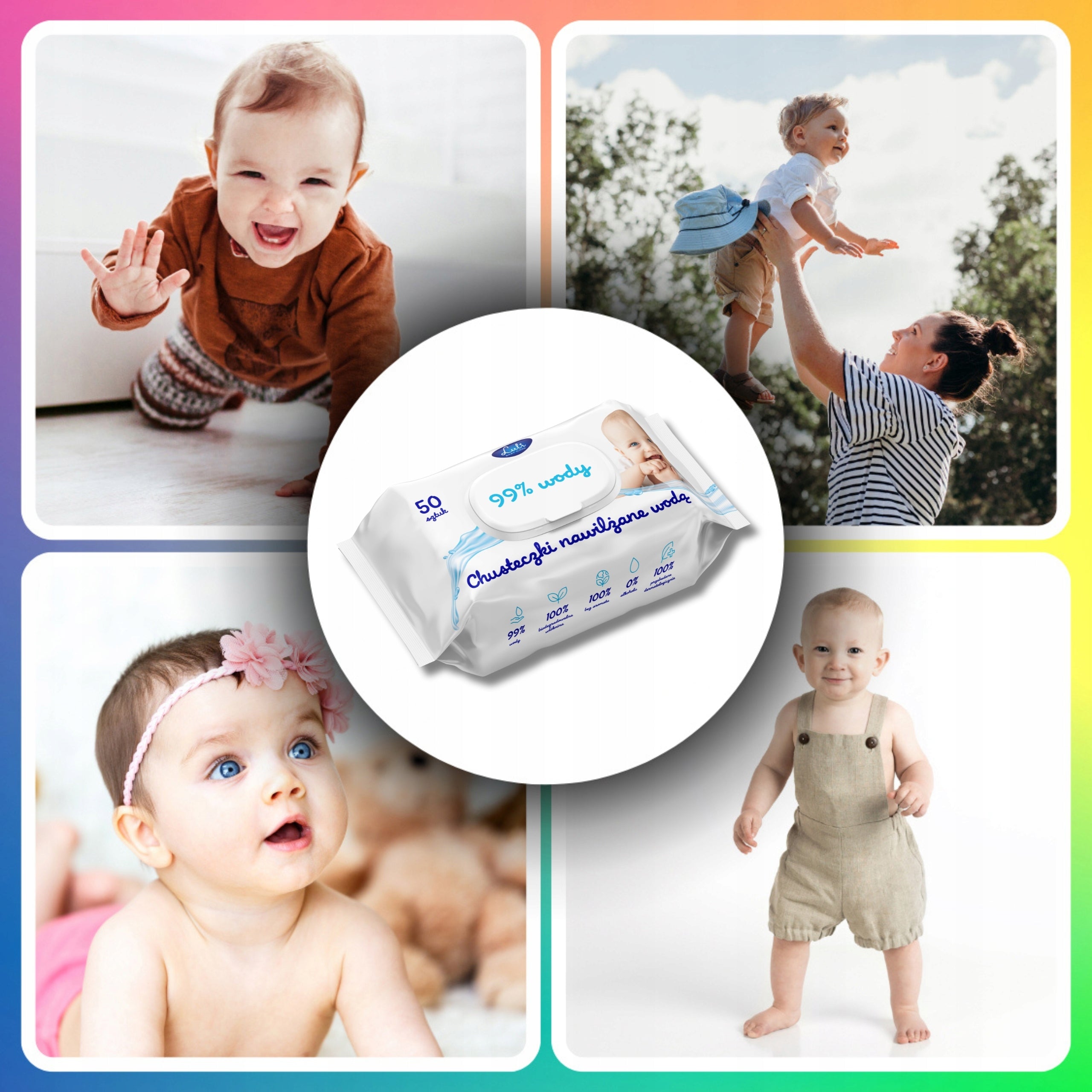 Luli Baby Moisturized Wipes 99% Water 50 Pcs UNSCENTED Packaging status original