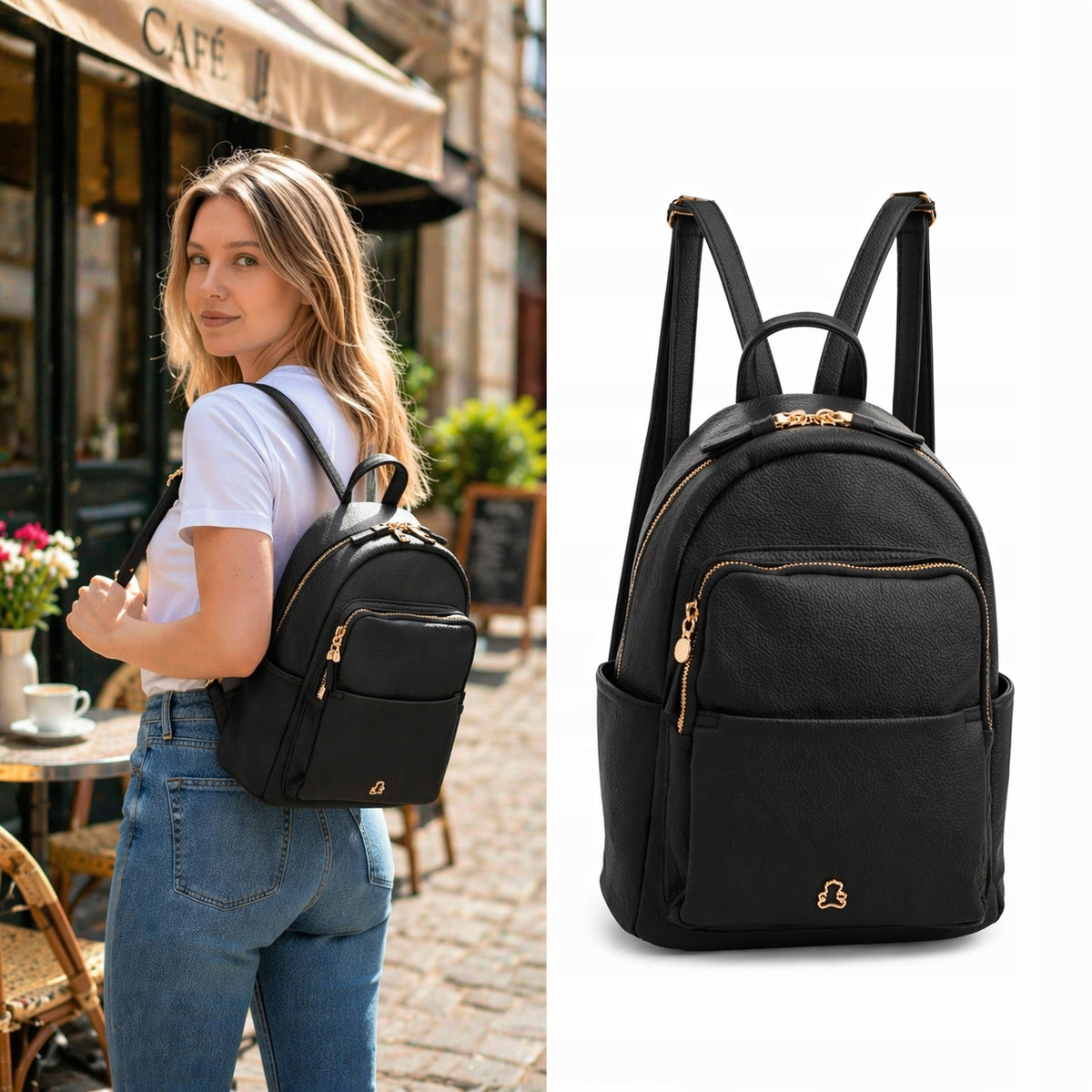 Lulu Castagnette city backpack black bear casual