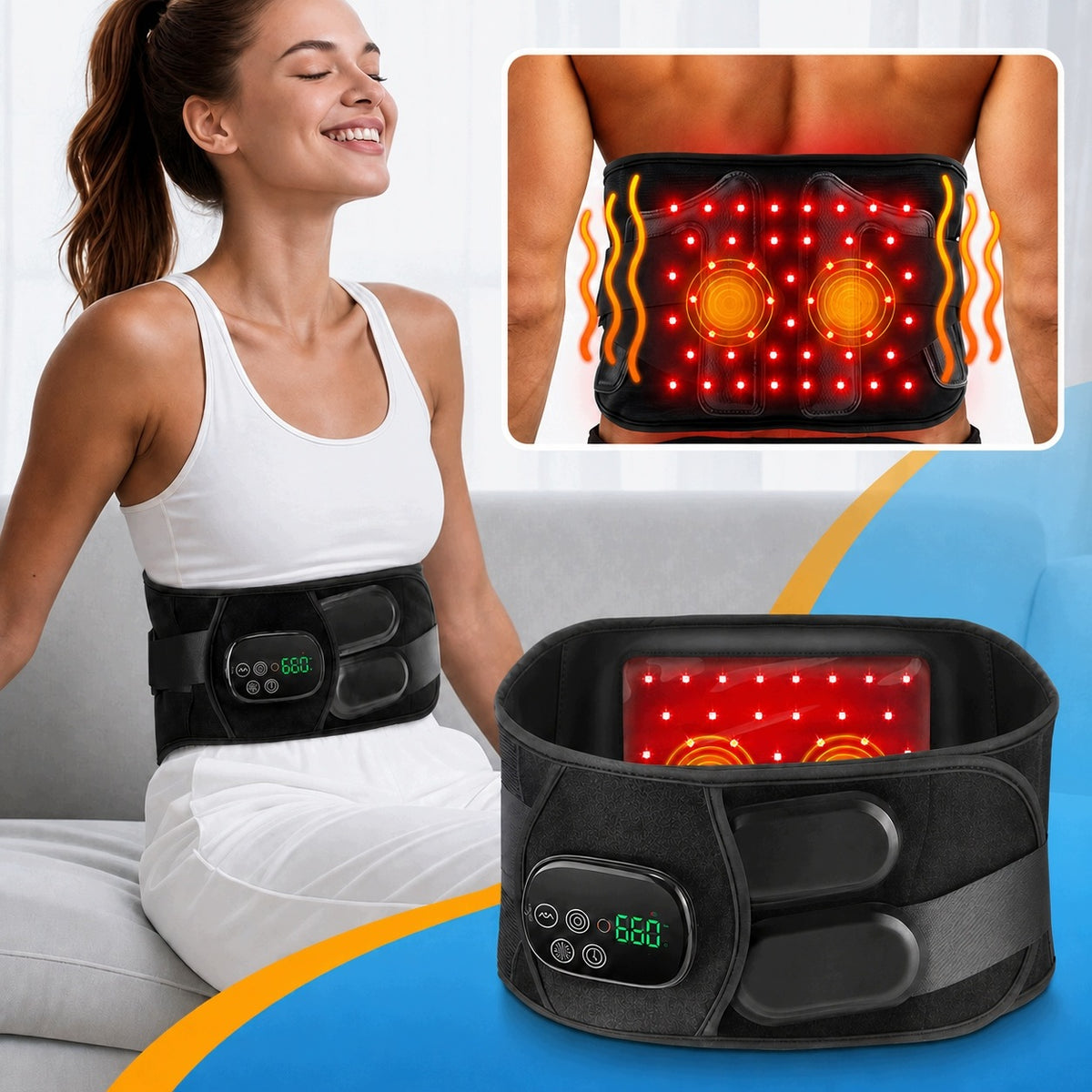 Lumbar belt – massage, heating and red light 660/850 nm Manufacturer code 6910216471331