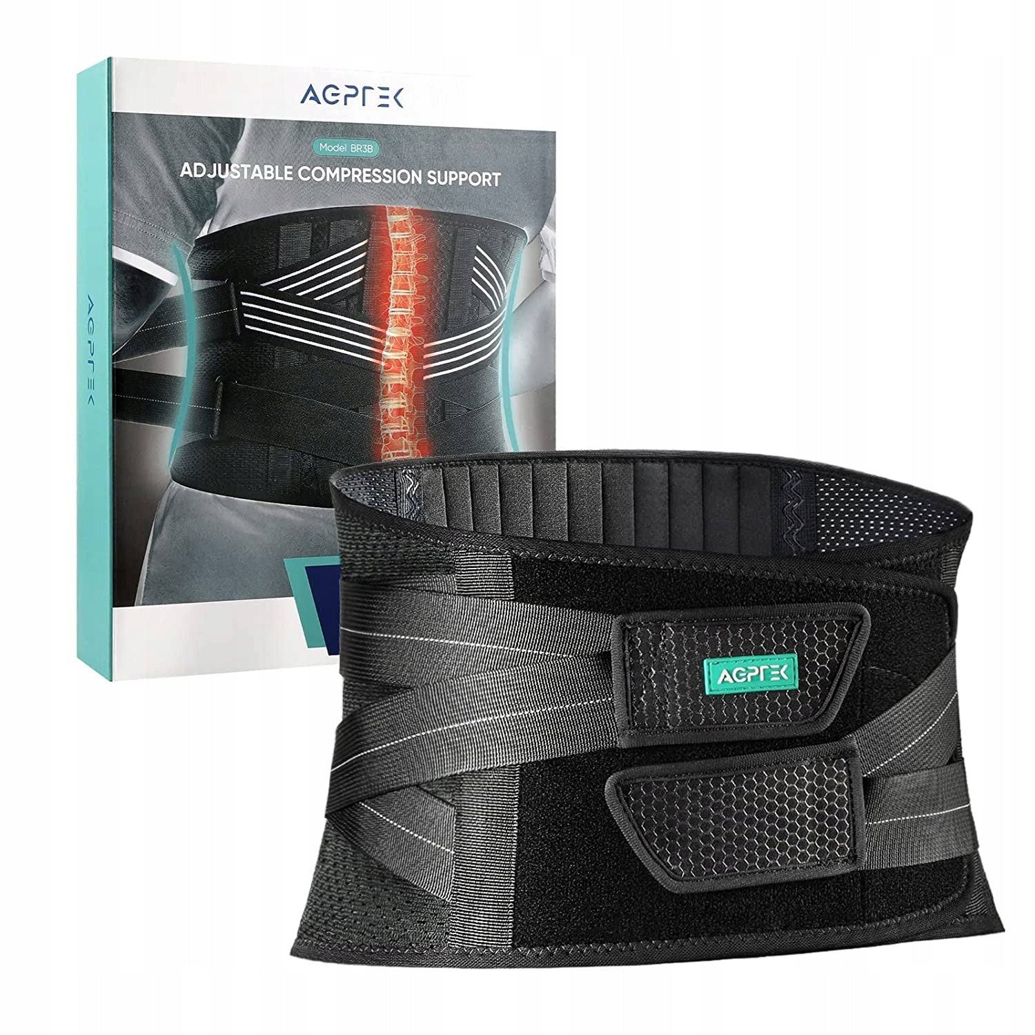 Lumbar belt orthosis back stabilizer AGPTEK BR3B size M
