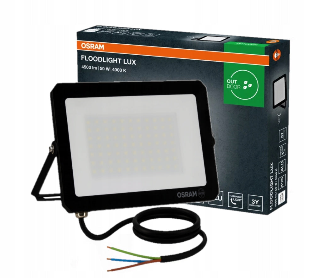 Luminaire Osram halogen Lux 50W 4000K neutral 4500lm IP65 black LED