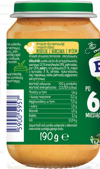 Lunch BoboVita after 6 months Chicken Broth with Rice 190g Packaging status original