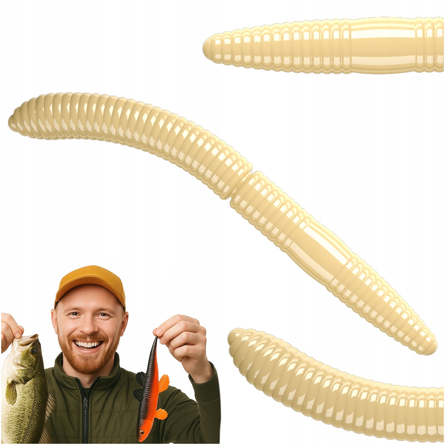 Lure worm rubber LIBRA LURES - FATTY D'WORM 65mm - 005 CHEESE cheese 10 pcs